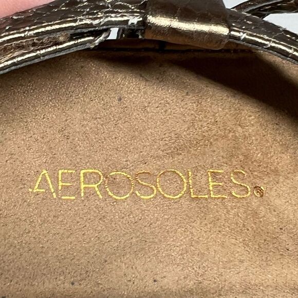 AEROSOLES Brown Metallic Cherie Leather Walking Sandal - Women size 6 - Picture 6 of 8